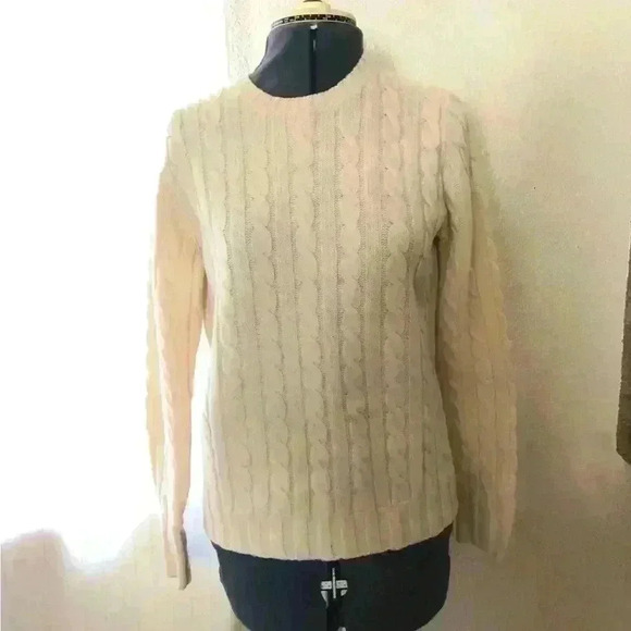 VTG GAP Stretch Braided Off White Wool Sweater Women Large - Picture 3 of 8